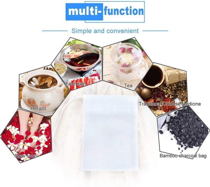 TamBee Large Empty Tea Bags for Loose Leaf Tea Cold Brew Bags Reusable Tea Bag Bath Tea Bags for Tub Tea Sachets Coffee Filter Bags 8" x 10" 200 Pcs - Image 5